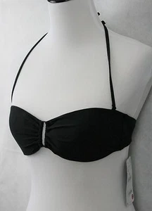 Zara Black Polyamide Stretch Bikini Top w/ Central Detail SZ S NWT - Picture 1 of 10