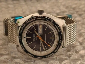 SICURA BREITLING TOPAZ 200 GMT WORLDTIME AUTOMATIK RONDA DAY&DATE UHR + RARITÄT - Bild 1 von 6