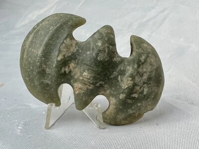 ДРЕВНИЙ нефритовый китайский зеленый нефритовый топор кулон резьба по летучей мыши - Изображение 1 из 4