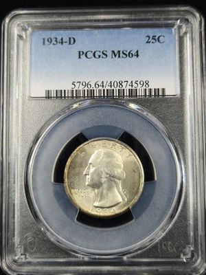 1934-D Washington Quarter PCGS Graded Ms 64 - Image 1 of 4