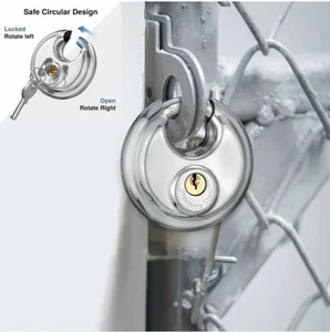 Keyed Padlock, Stainless Steel Disc Locker Lock Heavy Duty Locks with 2 Keys - Picture 1 of 10