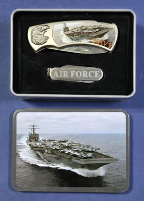 NAVY/FUERZA AÉREA COMBO 6" Y LLAVERO CUCHILLO DE BOLSILLO PLEGABLE/CUCHILLOS/con LATA Foto 1 de 4