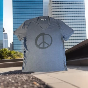 John Varvatos Peace Sign Gray T Shirt Mens Size Large 100% Cotton Made In Peru - Picture 1 of 9