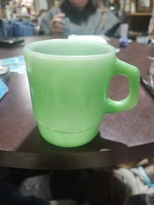 Vintage Fire King Anchor Hocking Kaffeebecher Tasse grün Milchglas ofenfest USA - Bild 1 von 10