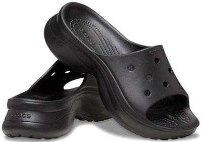 Sandalias de cuña Crocs Bae deslizables negras talla 10 Foto 1 de 4