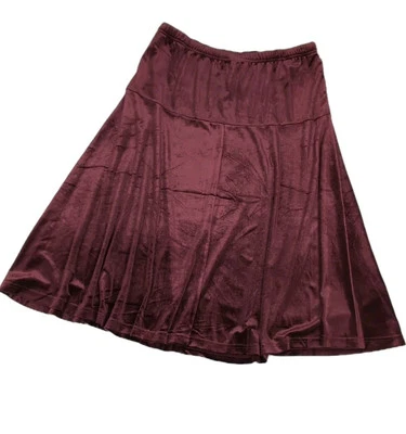Bob Mackie Velvet Midi Skirt Pull On Stretch Boho Fairy Goth Women's Size L - Image 1 of 4
