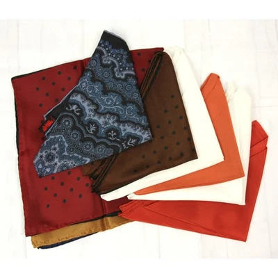 Lote De Colección Bufanda Acetato Satinado Bufandas Lunares Cuadrados Floral Japón Italia Años 70 Foto 1 de 4