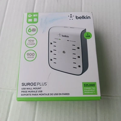 Belkin SurgePlus USB Wall Mount Charger 6 Outlets Plus 2 USB White BSV602 - Image 1 of 4