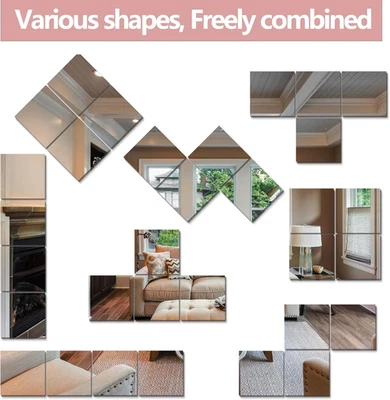 Unbreakable Wall Mirror Full Length,Over the Door Mirror for Bedroom,4Pcs 10i... - Image 1 of 4