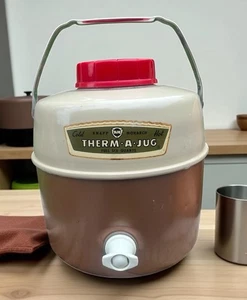 Vintage Therma - A - Jug One Gallon Taupe Chrome Hot or Cold Knapp Monarch - Picture 1 of 16