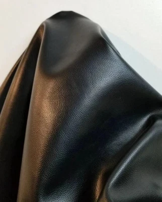 BLACK LEATHER HIDE SMOOTH WHOOLE COW HIDE NAPPA UPHOLSTERY AUTO SEAT LEATHER - Image 1 of 4