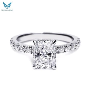 3 Ct Radiant Cut Diamond Engagement Ring 18K White Gold Plated SIZE 4-11 - Picture 1 of 4