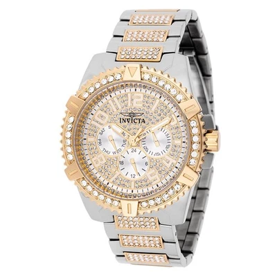Reloj Hombre Invicta Celestial Luxe 45mm Cristal Pavimentado 48562 Oro Blanco Caja Acero Foto 1 de 4