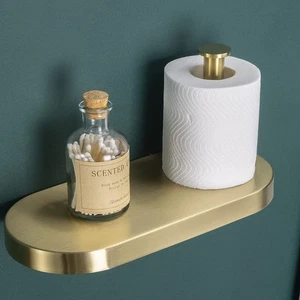 Brushed Gold Toilet Paper Holder with Shelf SUS 304 Stainless Steel Bathroom ... - Picture 1 of 9