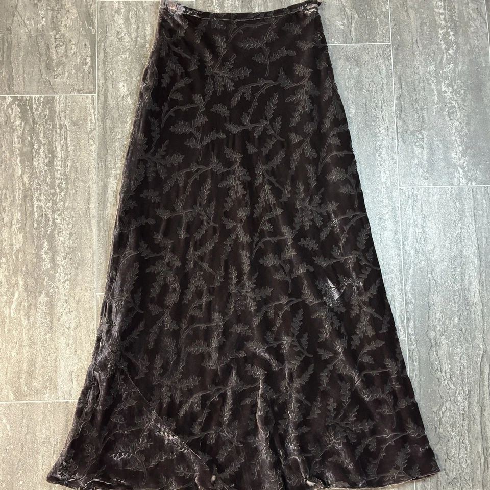 Maxi Falda De Colección Floral Terciopelo Burnout Talla 2 Fiesta de Vacaciones Invierno Berenjena Púrpura Foto 1 de 4