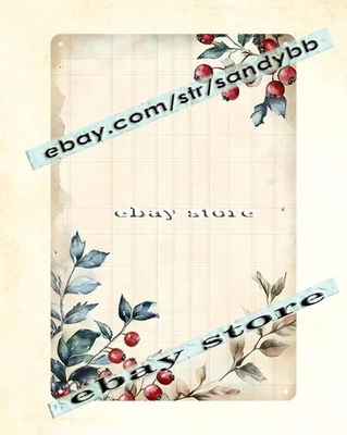 Letrero de hoja de arándano borde de hoja de lata invierno floral arte de granja Foto 1 de 4