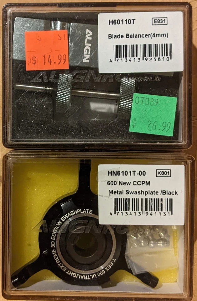 Align Trex T-rex 600 RC Helicóptero CCPM Metal SwashPlate Negro/Equilibrador de cuchillas Foto 1 de 4