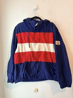 Винтажный Y2K Nautica цвет блока ветровка куртка мужская средний свернуть капюшон недостаток - Изображение 1 из 4