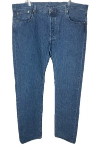 Levi's Lot 501 Premium Big E Blue Straight Leg Jeans Size 42x38 Leather Patch - Picture 1 of 13