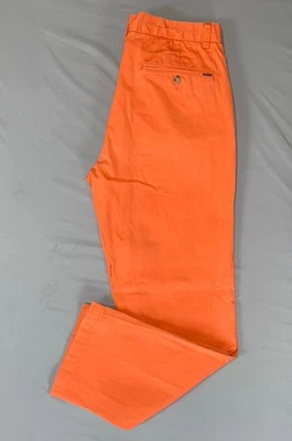 Calça chino Ralph Lauren polo ajuste clássico frente plana 100% algodão. Laranja, 31X29. - Imagem 1 de 4