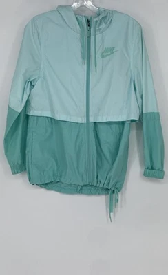 Nike Womens Blue Hooded Long Sleeve Pockets Full-Zip Windbreaker Jacket Size XS - Image 1 of 4
