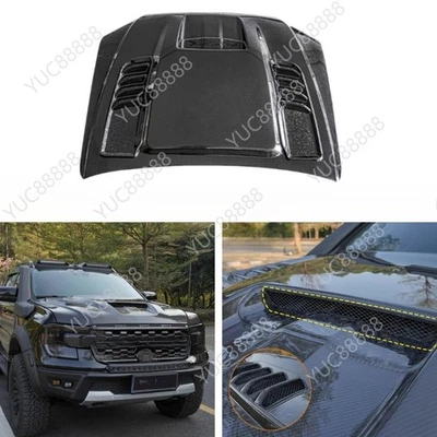 Real Carbon Fiber Front Hood Vented Bonnet Cover Fits For Ford Ranger 2024-2025 - Image 1 of 4