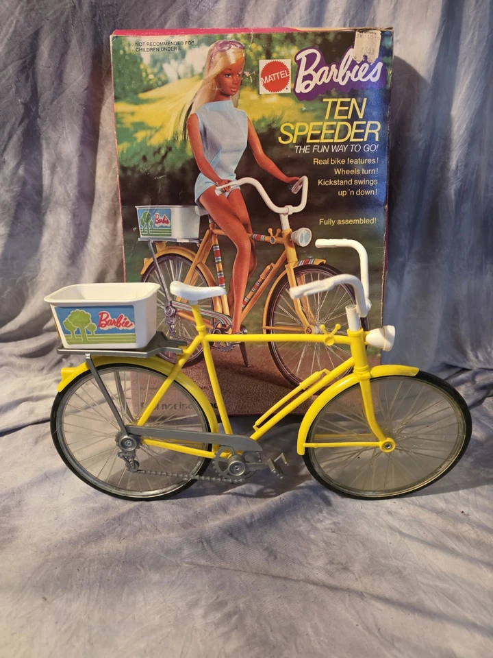 Bicicleta Barbie de Colección Bicicleta de 10 Velocidades Mattel 1973 Cesta Pata de Cabra Caja Original Foto 1 de 4