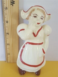 Denmark Vintage TALL RARE Dutch Girl Salt Pepper Shaker Holland Figurinel Cork - Picture 1 of 5
