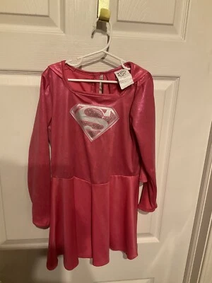 DC Supergirl Super Girl Disfraz Rosa Niño Talla Grande 10 Vestido y Capa Foto 1 de 4