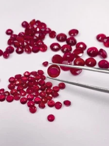 Good Quality Natural Red Ruby ( heated) Loose Gems Gemstone round faceted cut - Picture 1 of 10