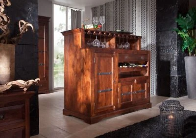 Hausbar kolonial-stil Bar groß Barschrank Weinglashalter Holz Akazie massiv - Bild 1 von 4