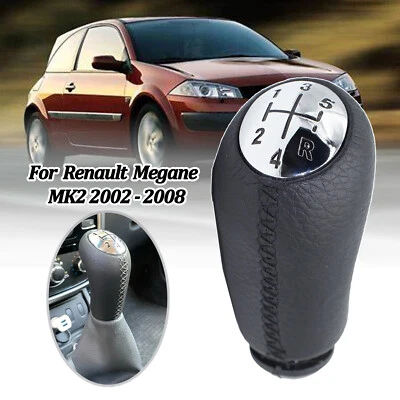 5 Speed+R Black Gear Shift Knob Shifter Lever Leather For Renault Scenic 2 MT Foto 1 de 4