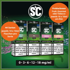 SC Liquid Probierbox 10x 10ml E-Zigarette E-Liquid Liquids Frucht Gourmet Tabak - Bild 1 von 48