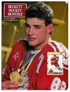 Eric Lindros | PRIMERA PORTADA | Revista Guía de Precios de Hockey Beckett #8 de junio de 1991 - Imagen 1 de 1