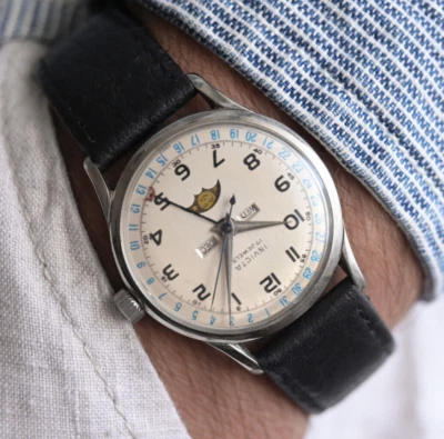 Invicta Triple calendario fase lunar, valjoux 89, vintage años 50, NOS, calendario Oris Foto 1 de 4