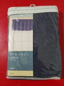 One (1) Essential Home Single Valance ~ 60"W x 15.5"L ~ Solid ~ Color Navy - Picture 1 of 2