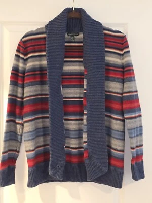 RALPH LAUREN 开衫毛衣大号开口阿兹特克西部红色蓝色条纹侧面 — 第 1/4 张图片