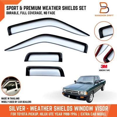 VISERA PLATEADA PROTECTOR CONTRA LA LLUVIA PROTECTOR CONTRA LA INTEMPERIE PARA CAMIONETA TOYOTA HILUX 88-96 EX CABINA Foto 1 de 4