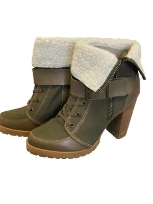 Cliffs на белый горы платье ботинки, женский размер 8 серо-коричневый коренастый каблуки стороны молнии - Изображение 1 из 4