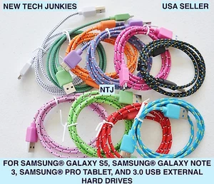 NTJ 10FT Braided 3.0 USB power cord Charger Cable For Samsung Galaxy S5 Note 3 - Picture 1 of 22