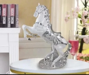 White Silver Horse Traveller Romany Gypsy Porcelain Figurine Ornament 42cm - Picture 1 of 1