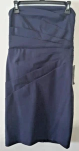 NWT Ann Taylor Navy Blue Cotton Blend Strapless Sheath Dress Size 6 - Picture 1 of 4