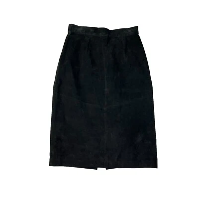 Falda Lápiz Corta Negra Cuero Gamuza Genuino Real Lord Taylor De Colección Talla 6 Foto 1 de 4