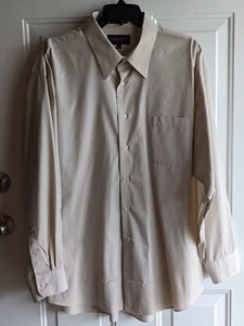GIORGIO BRUTINI Men’s Poplin Button Front Dress Shirt, 2XL, Beige, LS, EUC! - Picture 1 of 9