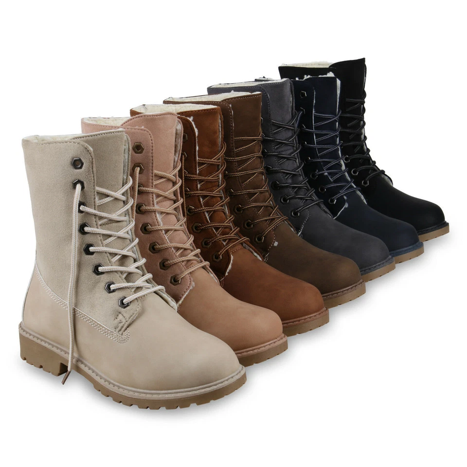 MARKENLOS Damen Stiefeletten Worker Boots Outdoor Stiefel 895767 Schuhe