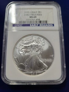 ๐ 2010 $1 American Silver Eagle 1 oz .999 Coin NGC MS69 EARLY RELEASES - Picture 1 of 2