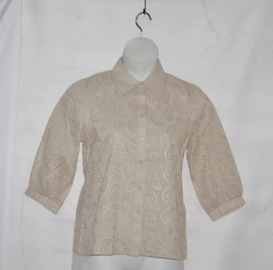 Blusa ojales de algodón cachemira Linea by Louis Dell'Olio talla XL natural - Imagen 1 de 2