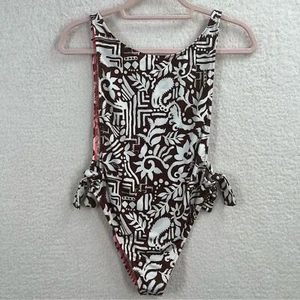 FREE PEOPLE The Pamela Printed One-Piece Swimsuit cocoa tamarind Size S NEW - Picture 1 of 12