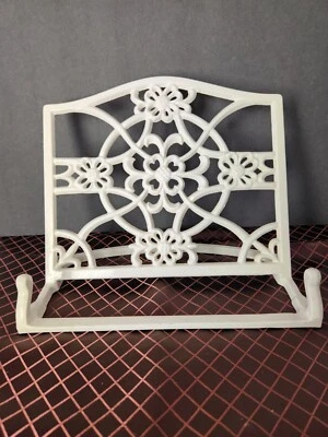 Soporte para libro de cocina decorativo de hierro fundido blanco Foto 1 de 4