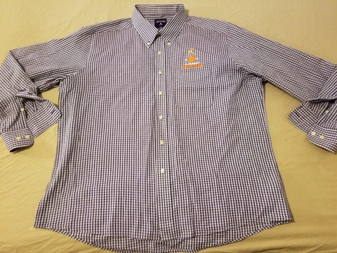 Mens Anitgua Clemson Tigers Dress Shirt 2XL XXL Purple Button Cotton Cover